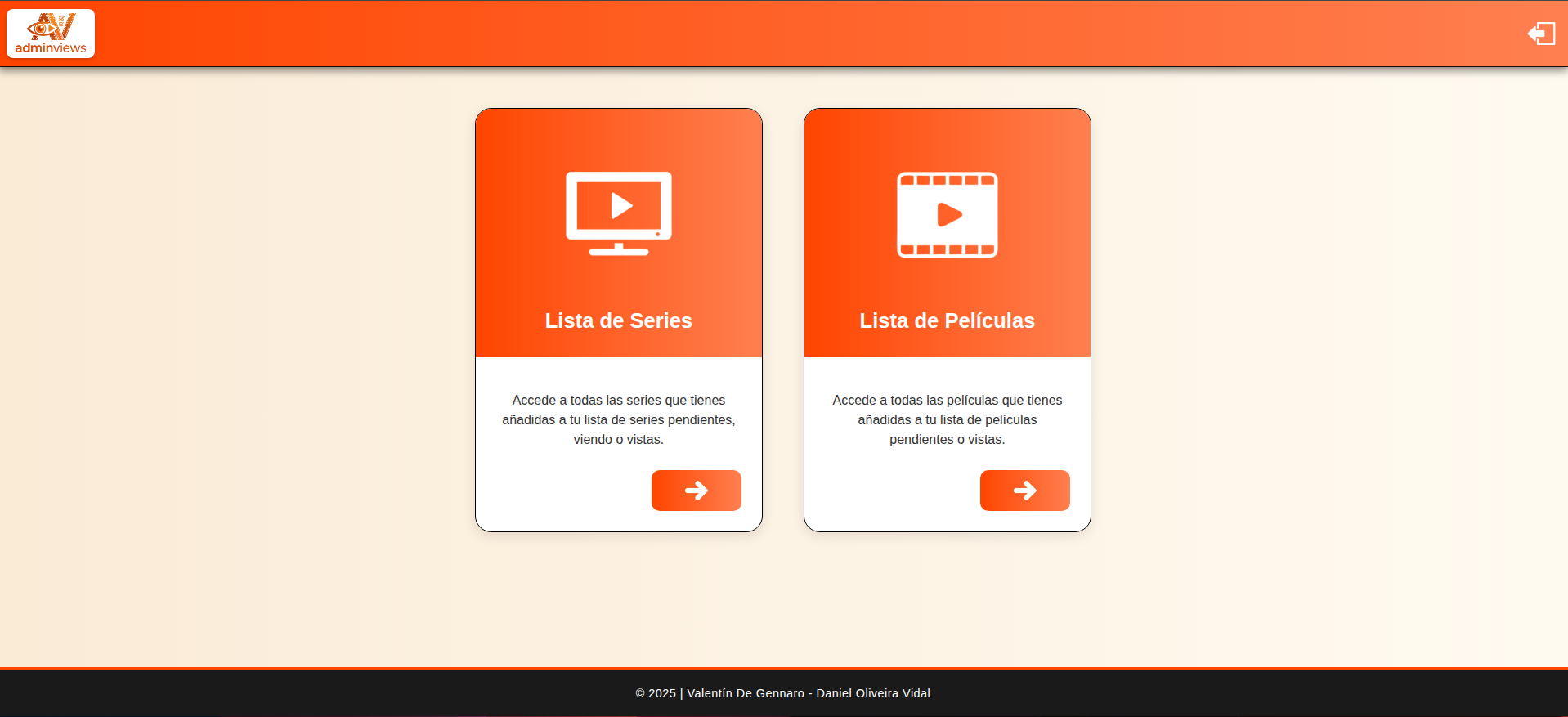 Dashboard tras iniciar sesión